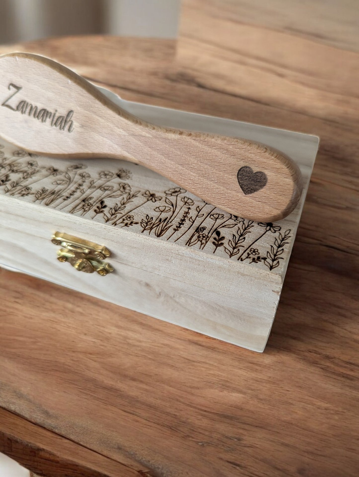 Personalized Baby Hair Brush - Custom Engraved with Name & Heart Design