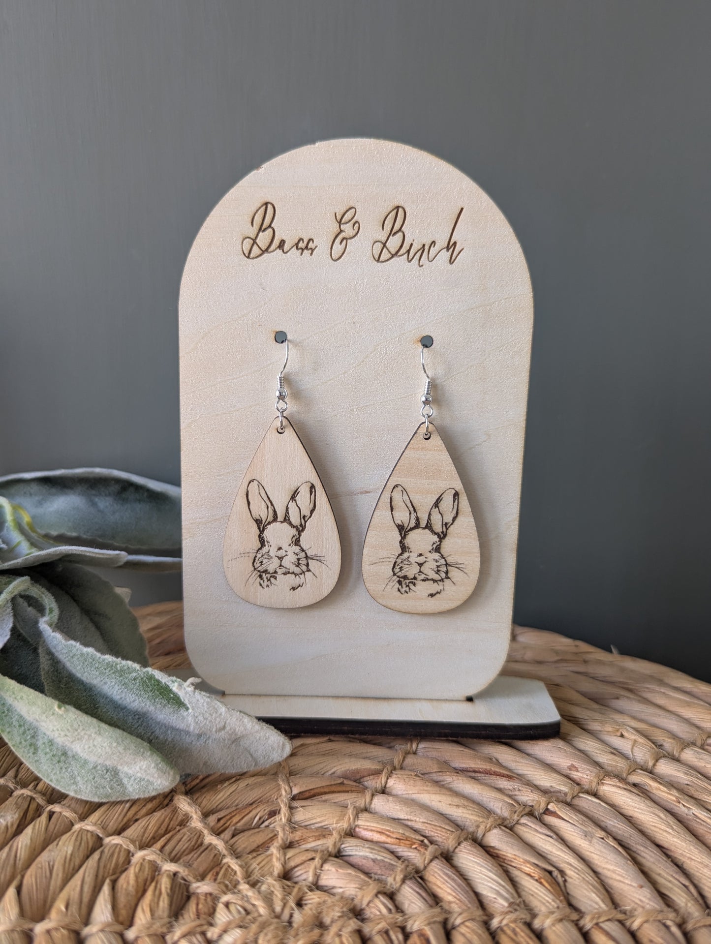 Etched Bunny Drop Earrings – Rustic, Lightweight & Elegantly Whimsical