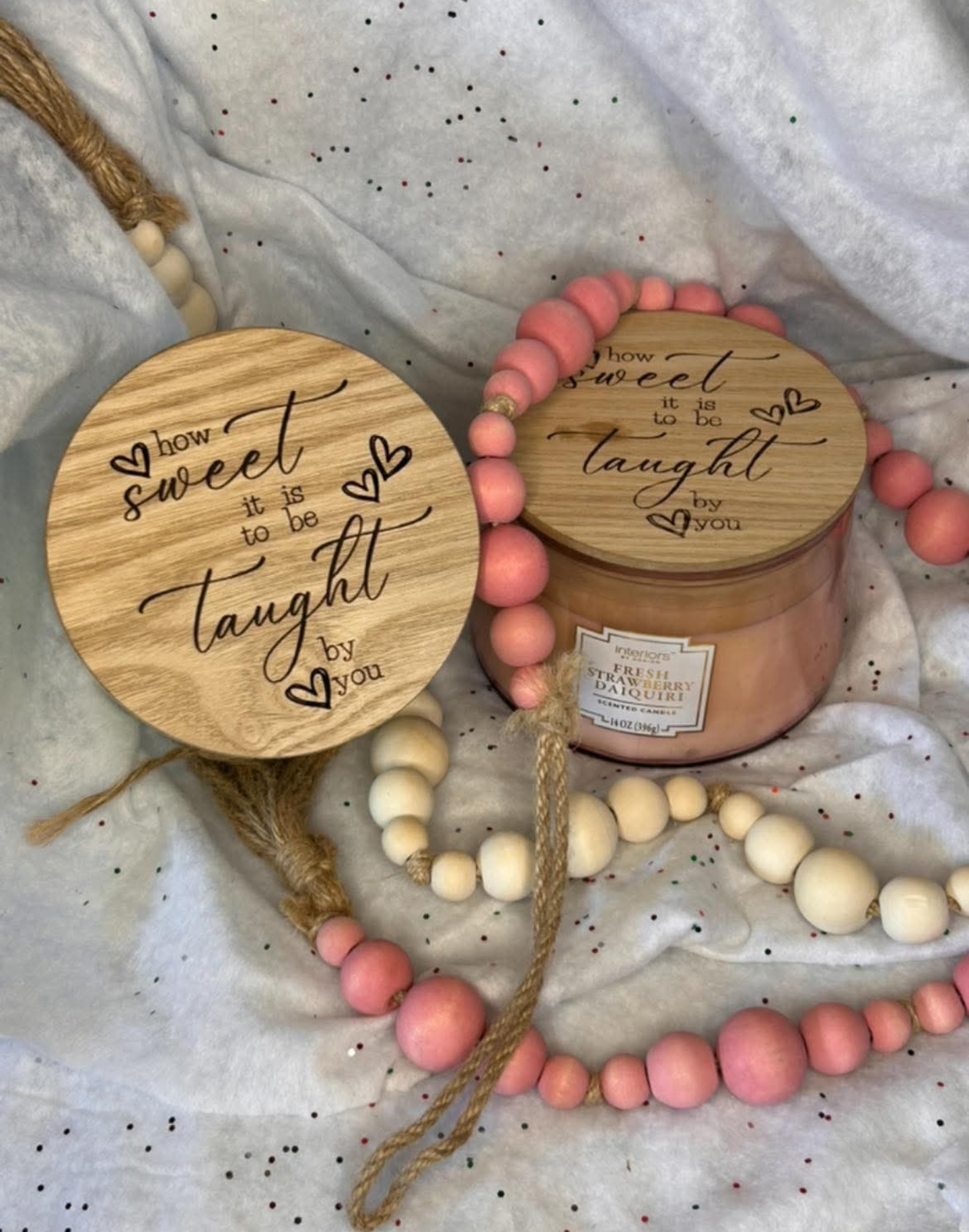 Personalized Teacher Candle Lid β "How Sweet It Is to Be Taught by You" Gift