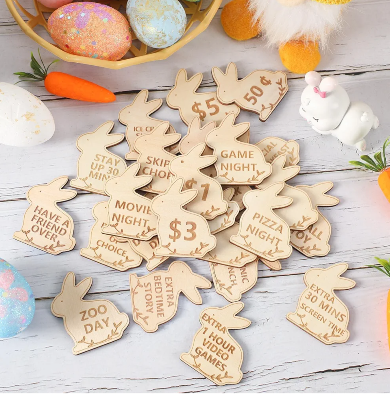 Easter Bunny Reward Tokens β Fun Wooden Surprise Coins for Kids!
