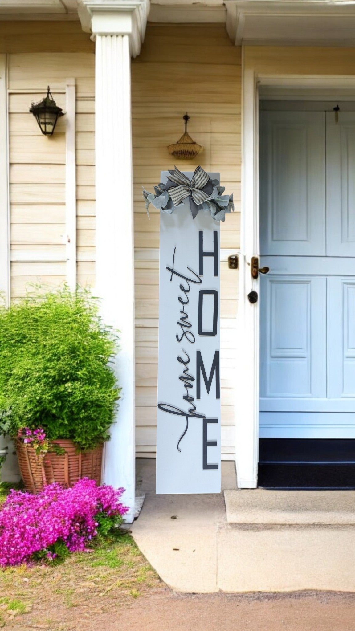 Home Sweet Home Porch Leaner – Vertical Welcome Sign with 3D Lettering & Farmhouse Charm