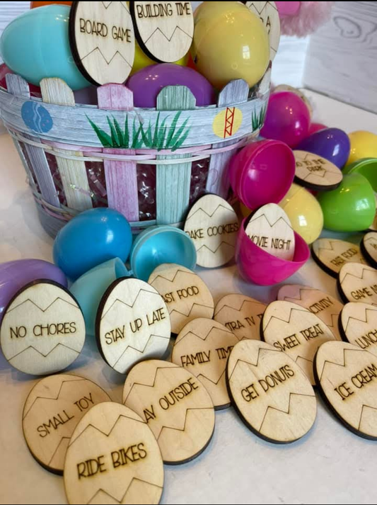 Wooden Easter Egg Hunt Tokens – Fun Activity & Reward Coins for Kids!