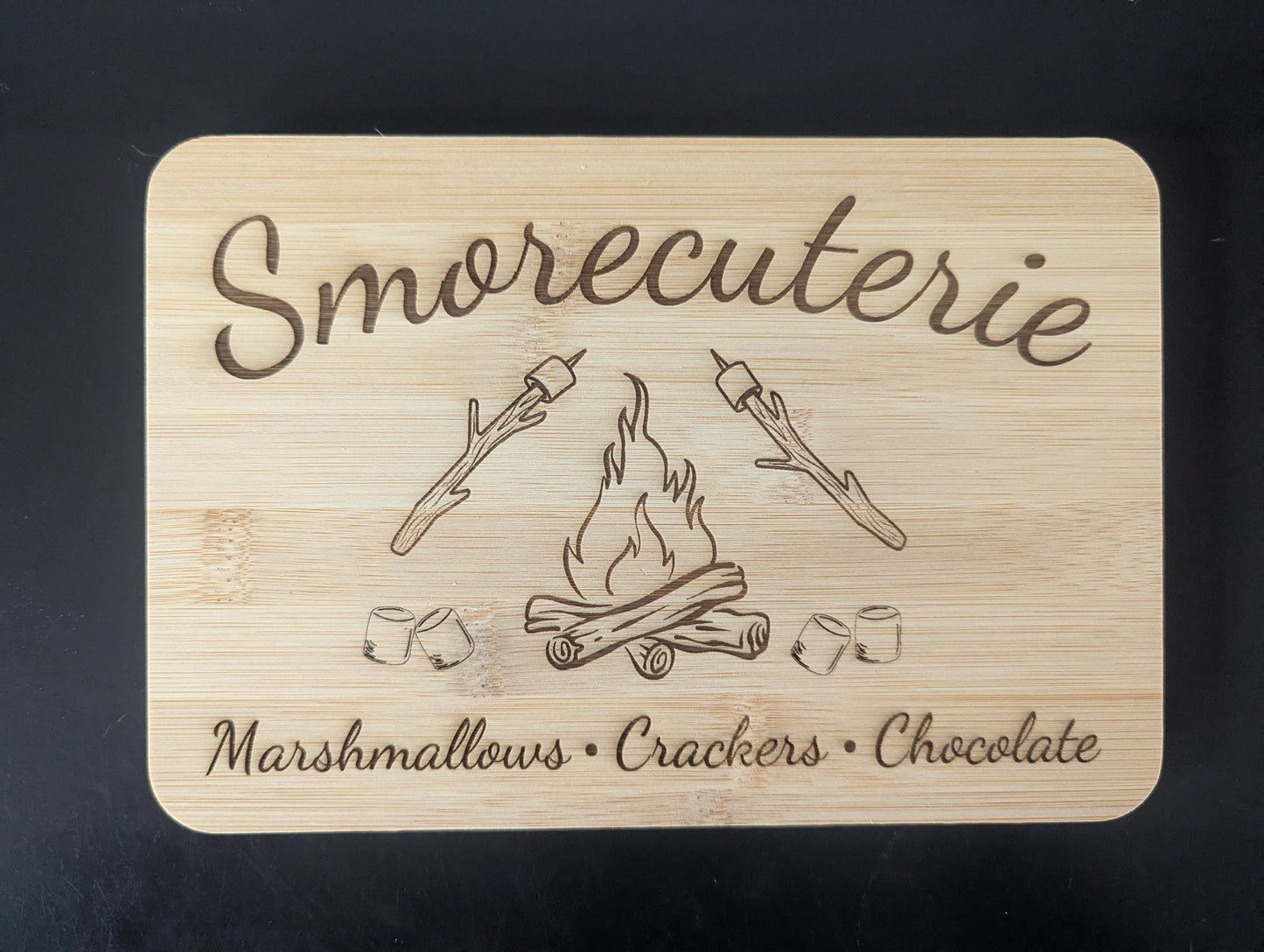 Smorescuterie Board - Custom Engraved Bamboo Cutting Board for Smores Lovers