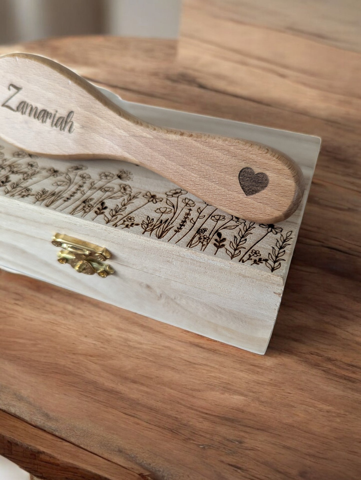 Personalized Baby Hair Brush  - Custom Engraved with Name & Heart Design