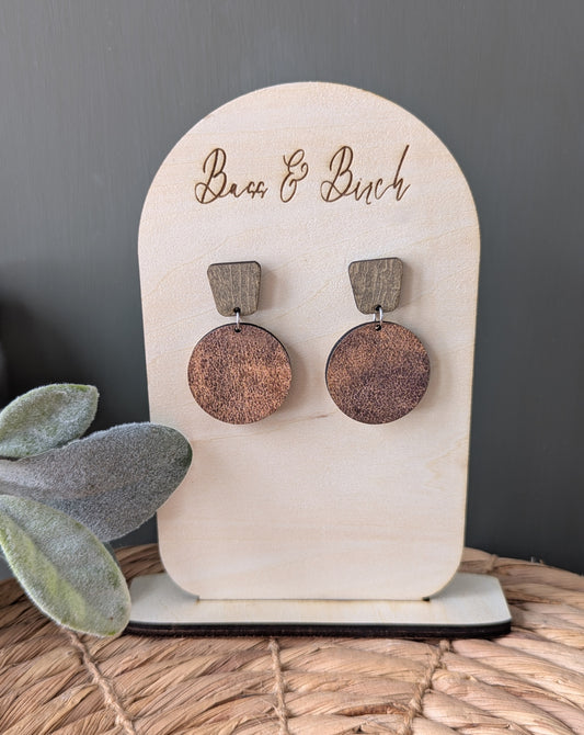 Handmade Wooden Circle Dangle Earrings – Rustic & Minimalist Design