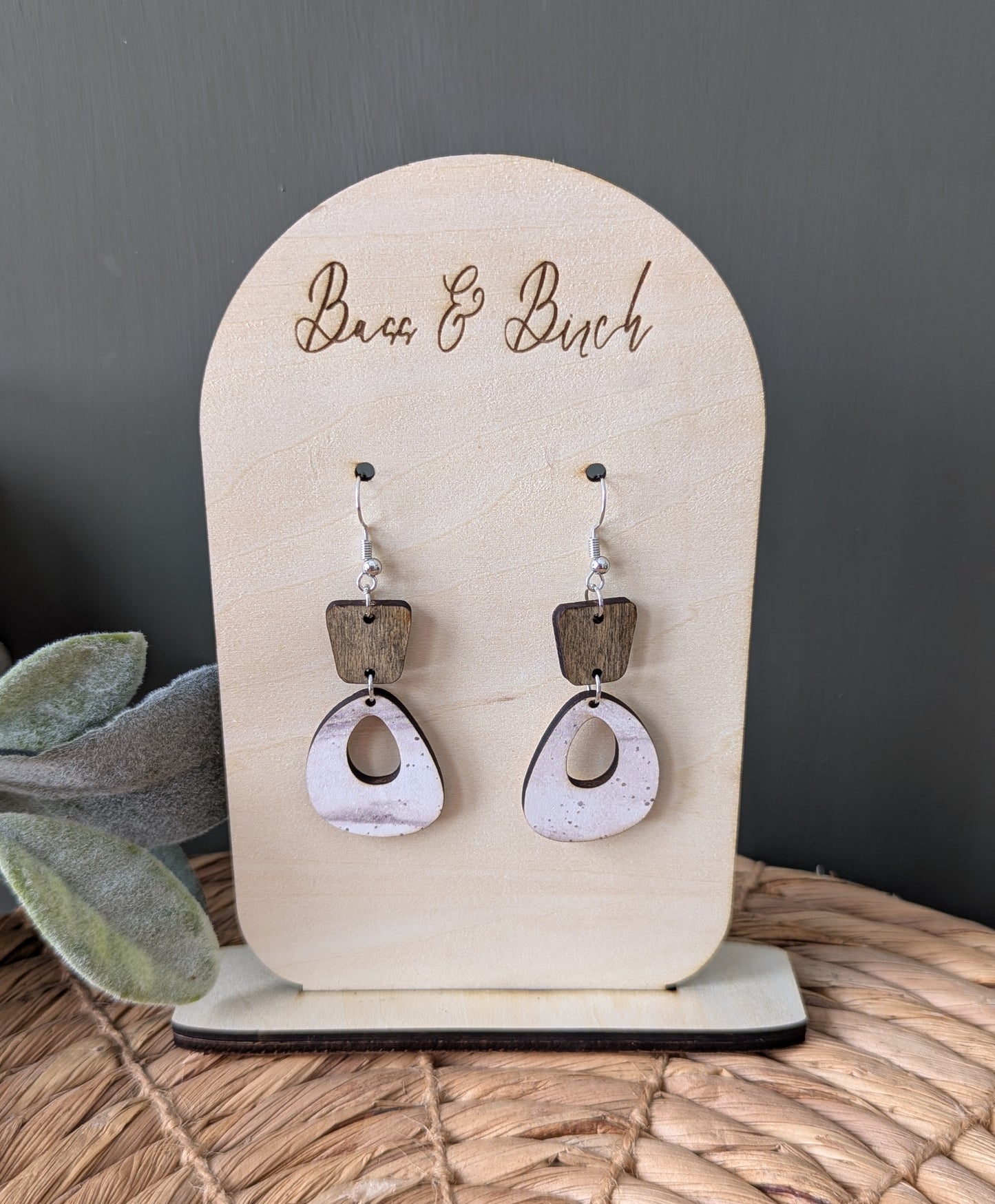 Modern Wooden Dangle Earrings – Handmade, Lightweight & Minimalist