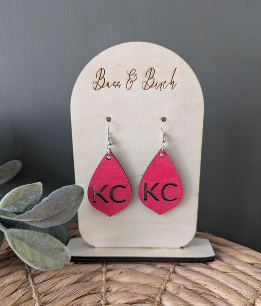 KC Earrings - Personalized Wooden Drop Earrings with Customizable Letters