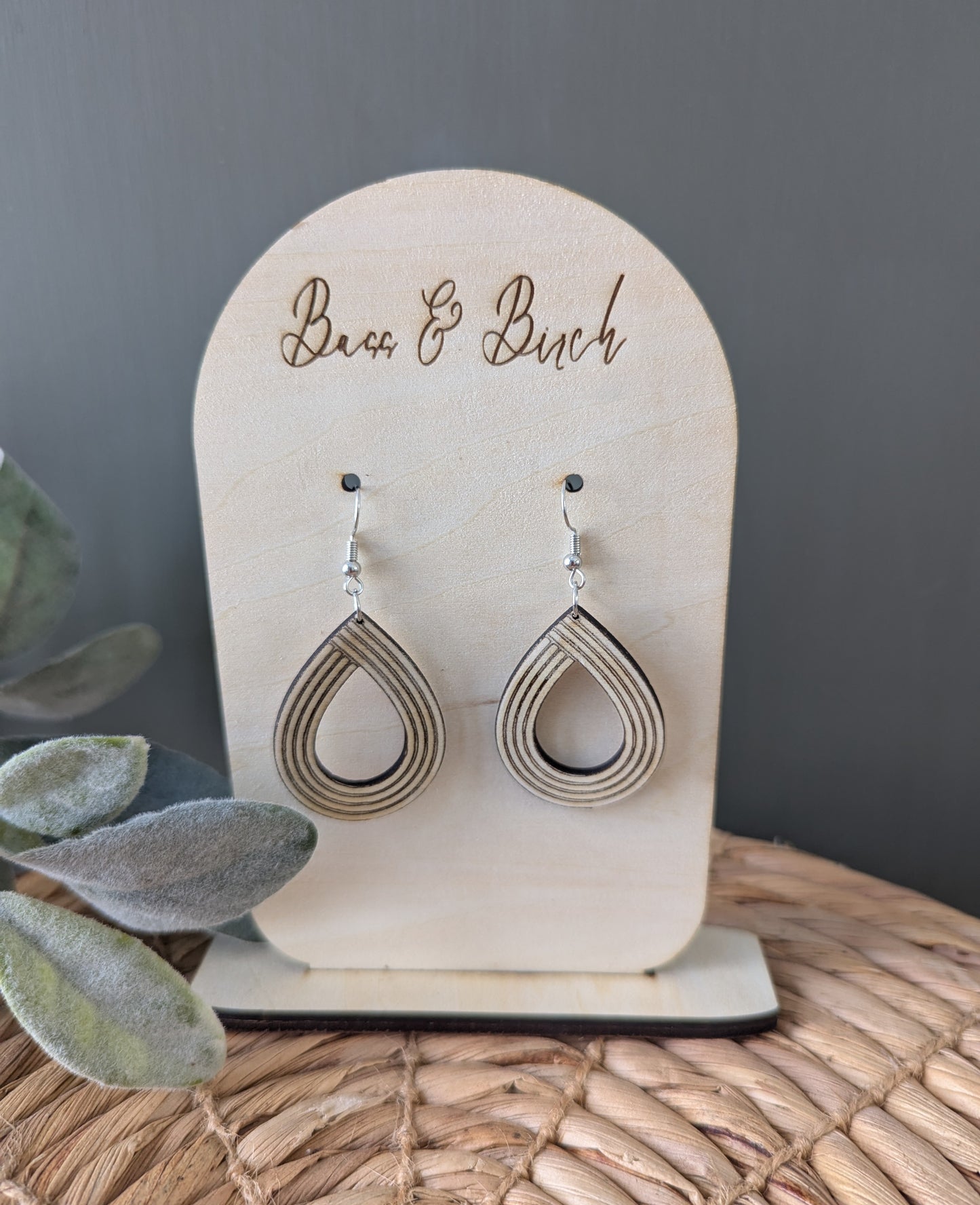 Layered Wooden Teardrop Earrings – Lightweight & Modern Boho Style