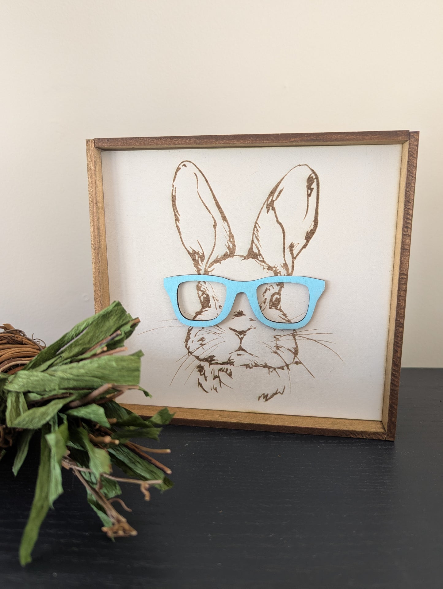 "Cool Bunny" Easter Sign – 3D Layered Wooden Decor