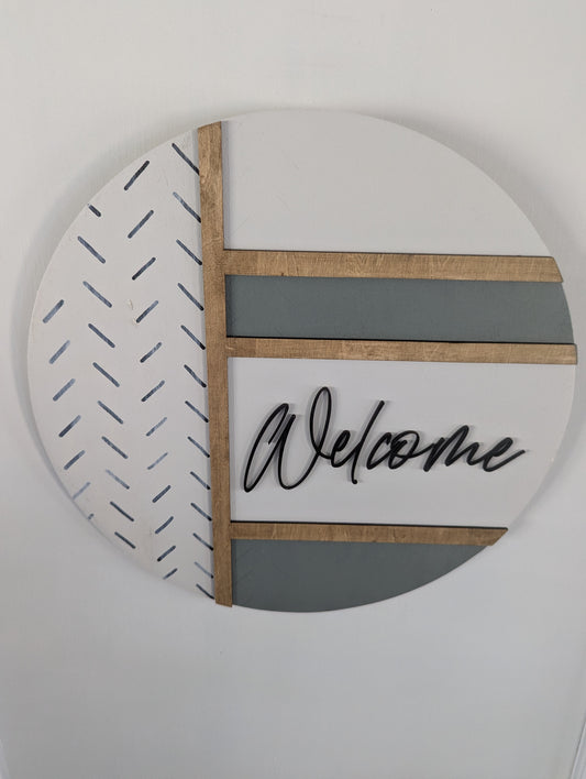 Modern Geometric Welcome Door Hanger – Handcrafted, Minimalist & Year-Round Décor