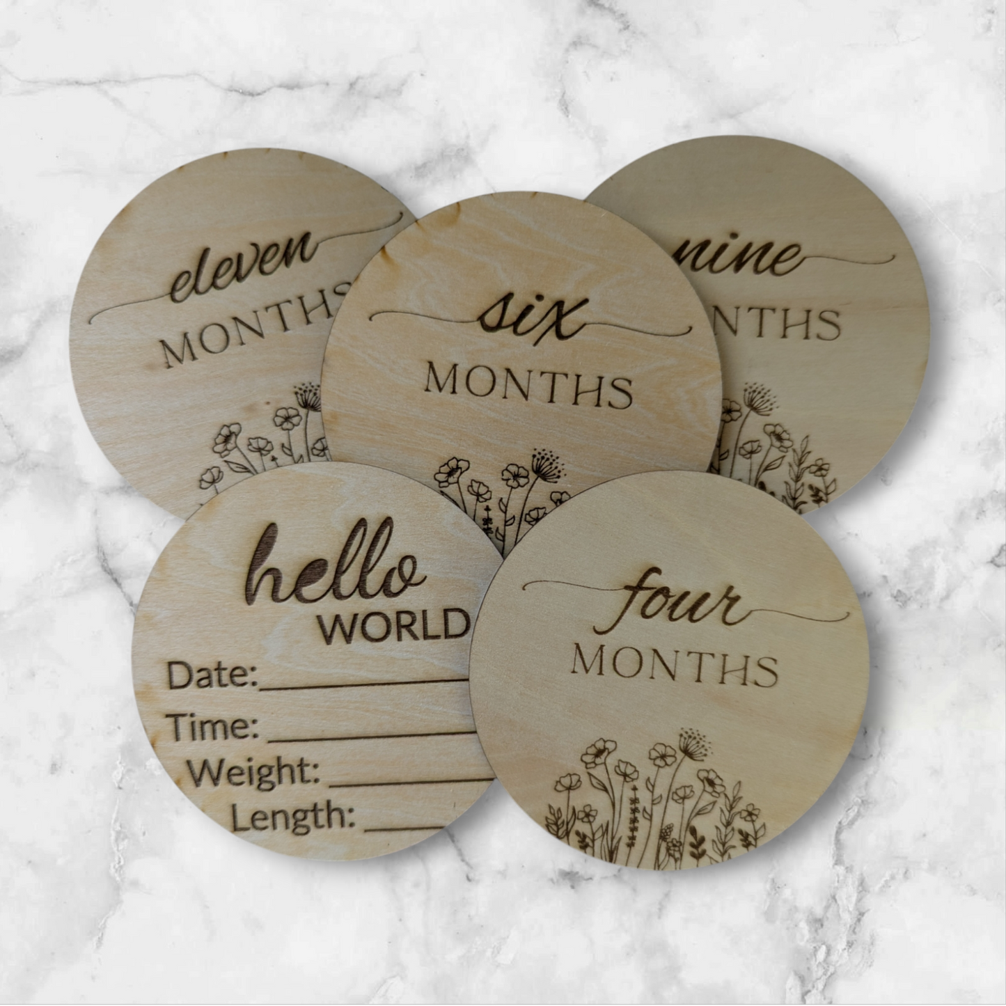 Personalized Baby Milestone Markers - Custom Wooden Discs for Monthly Baby Growth