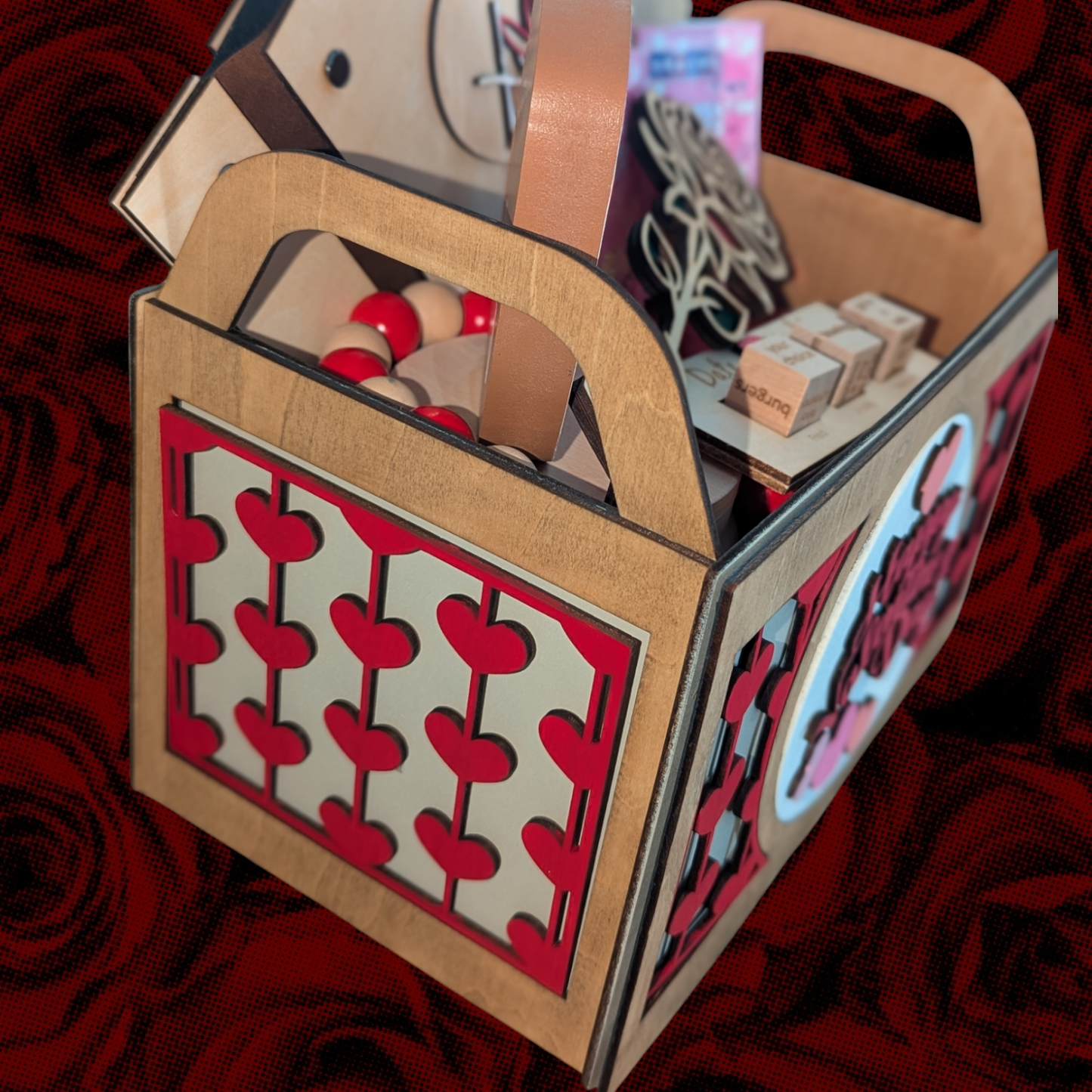 Personalized Valentine's Day Gift Basket – Handmade Wooden Keepsake Box with Love-Themed Goodies!