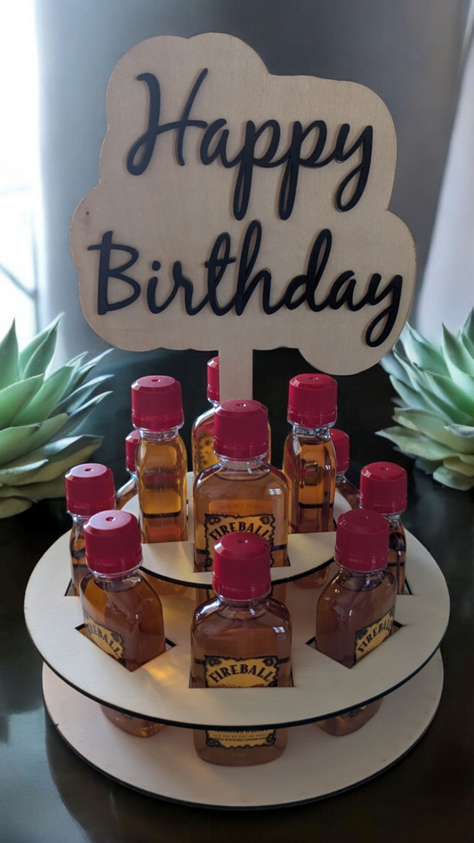 Personalized Mini Liquor Bottle Holder – Birthday Shot Display Stand