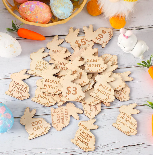 Easter Bunny Reward Tokens – Fun Wooden Surprise Coins for Kids!