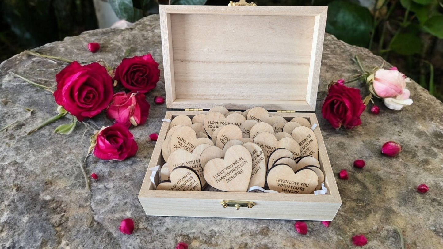 Love Quotes, Reasons Why I Love You, Wooden Heart, Gift for Wife, Fiancé or Girlfriend